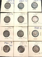 Lot of 12 Nickels dates conditions and mints