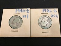 Lot of 2 quarters 1940 and 1936