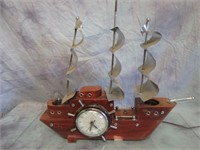 "United" Wood Ship TV/Mantle Clock - Untested