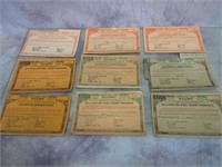 1940's Pool Hall Stamp Tax Vouchers