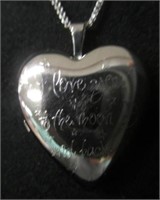 Sterling Silver Engraved Heart Locket w/ 18" Chain