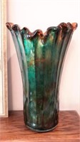 Ornate Green Glazed Glass Vase