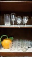 Vintage Orange Juice Pitcher & Glasses, Stemware