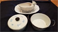 Vintage Enameled Pots, Serving Dishes