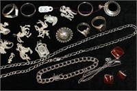 Sterling rings, earrings, Bracelets, Charms,