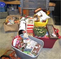 crates and boxes of Christmas and holiday decorati