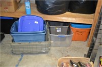 assorted tubs, bins and crates