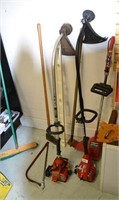 trimmers, level, broom, saw