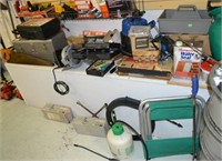 power tools, tools box, hand tools on shelf and fl