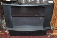 black TV, stereo stand