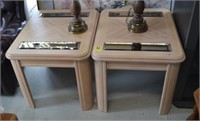 pair of bleached pine end tables