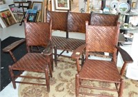 vintage woven bamboo (2) chairs and bench