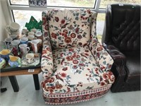 upholstered chair with floral pattern