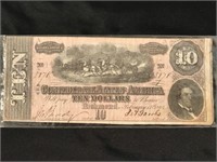 Confederate States of America 10 Dollar note