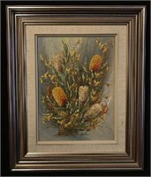 Vintage oil painting of fall floral bouquet