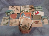 Assorted Vintage Post Cards, Blue Chip Stamps, Etc