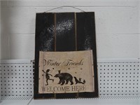 Rustic Winter hanging sign with burlap