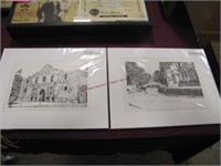 2 - unframed prints "Visitors at the Alamo" by