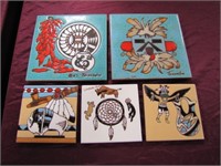 4 pcs SW painted tile hotpads: 3 are 4"x4" &