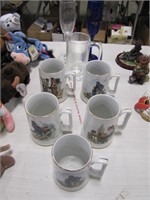 5 Norman Rockwell cups & 3 misc glasses
