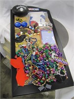 NASCAR wall hanging , beads, notepad, & other misc