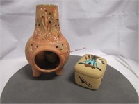 2 pcs :Native American pottery: 1 sand covered