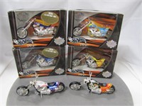 6 Hotwheels NASCAR motorcycles 4 in box
