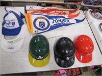 10 pcs of baseball pennants, helmets, & ballcaps