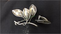 A&K Sterling silver Denmark leaf brooch & one