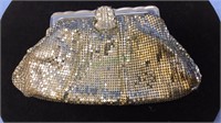Marked Whiting & Davis silver mesh purse, silk