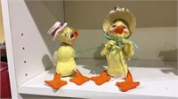 Two Annalee easter ducks, with hats on, 6 inches