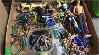 Tray lot of toys, GI Joe, helicopters, army men,