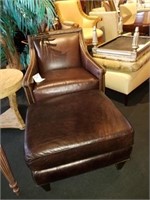 Bernhardt Leather Chair & Ottoman