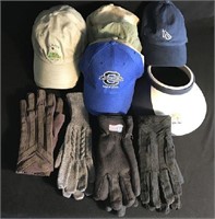 Miscellaneous lot of hats and gloves.