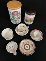 Assorted lot of kitchen canisters and more.