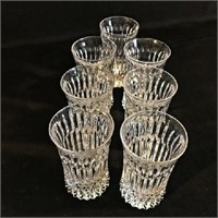 Set of 7 crystal drinking glasses, everyday use.