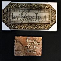 Set of 2 religious decorative plaques.