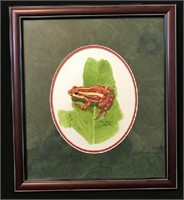 Unique framed painting of a poison dart frog