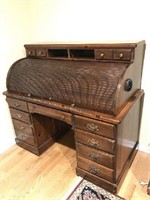 Antique roll top wood secretary desk