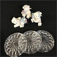 Lot of 3 Bavarian crystal cup coasters