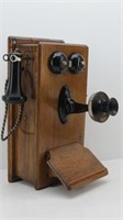 Antique Oak Western Electric Crank Wall Phone