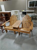 Double seat wooden patio chair