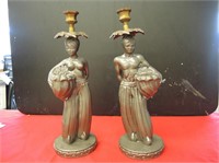 PR METAL ASIAN FIGURAL CANDLE HOLDERS