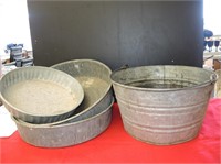 COLLECTION OLD GALVANIZED BUCKETS & PANS