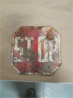 Vintage stop sign with advertising back