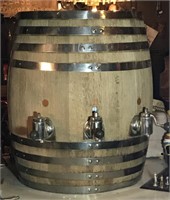 Vintage Whiskey Barrel with Three Spouts