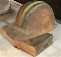 Vintage Wood Carved Hard Hat