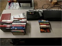 DVD player Khama VHS player Khama assorted books,