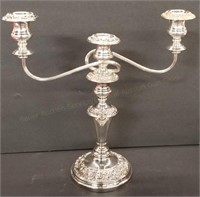 15" English Silver on Copper 3-Candle Candelabra