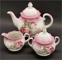 Kahla German Pink Floral 3-Piece Tea Set